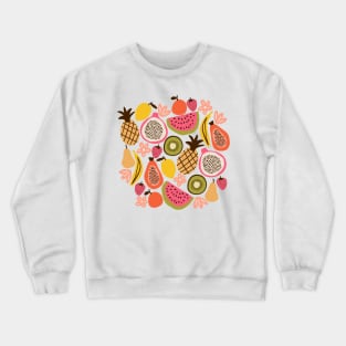 Colorful tropical fruits in brown Crewneck Sweatshirt